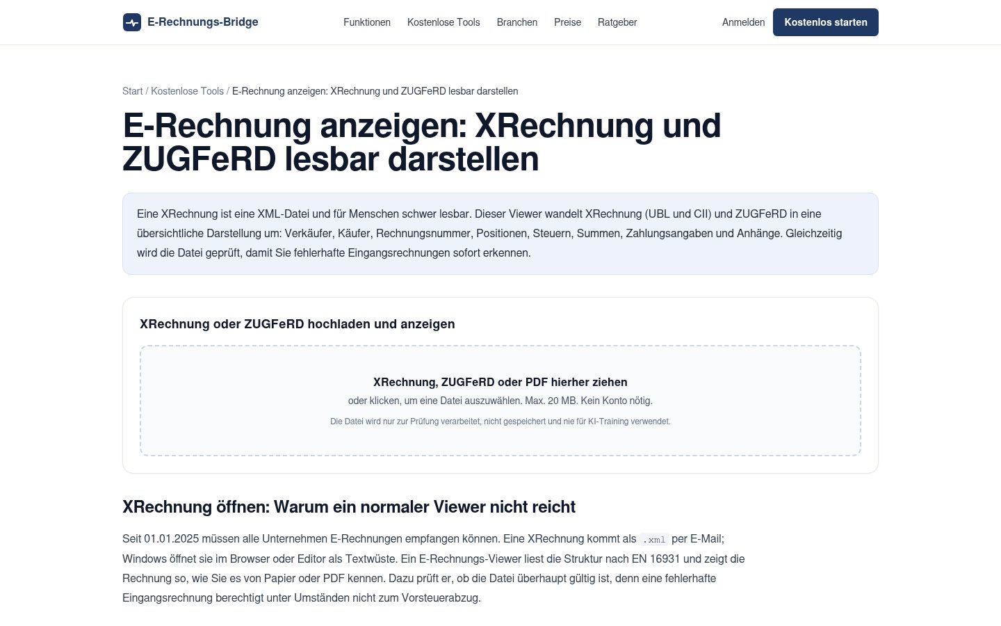 E-Rechnung anzeigen: XML-Rechnung lesbar darstellen