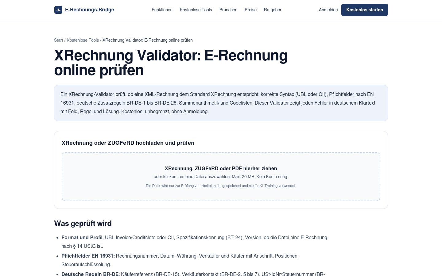 XRechnung Validator: Datei hochladen und mit dem KoSIT-Validator prüfen